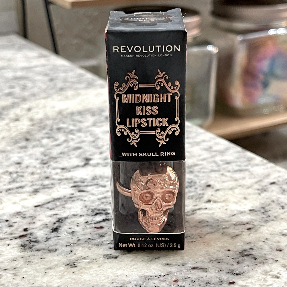 Revolution Midnight kiss lipstick w/ skull ring